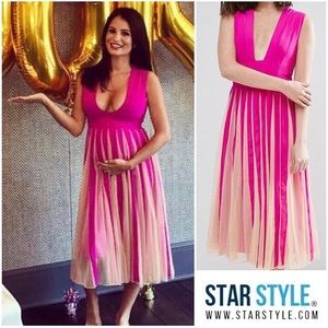 ASOS Mesh Fit and Flare Fuchsia Dress Size 8